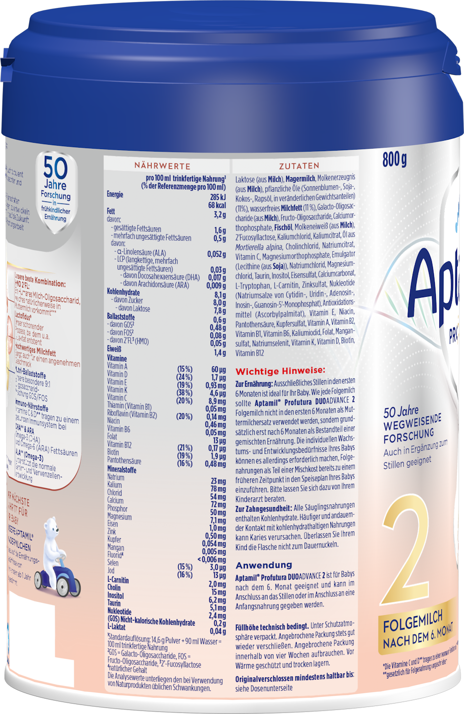 Aptamil Profutura Duoadvance 2 Folgemilch nach dem 6. Monat an, 800 g