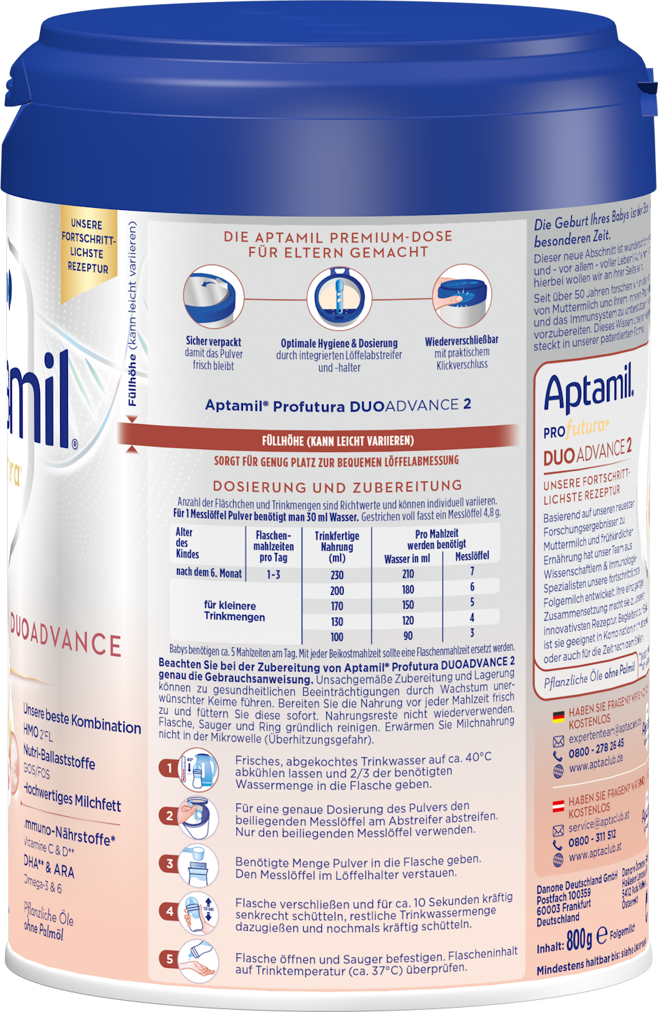 Aptamil Profutura Duoadvance 2 Folgemilch nach dem 6. Monat an, 800 g