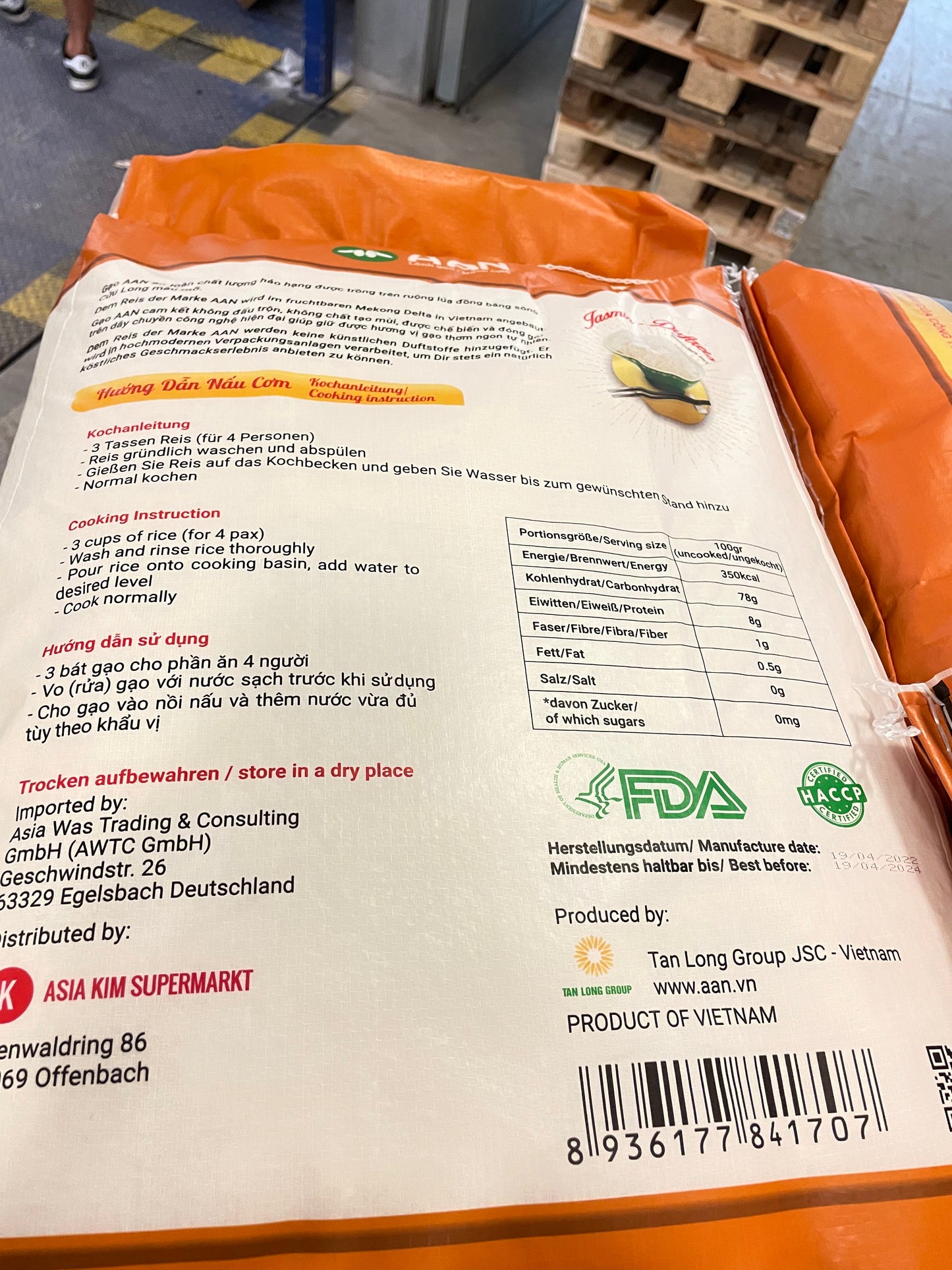 A An Jasmin Duftreis Orange Packung, 18kg