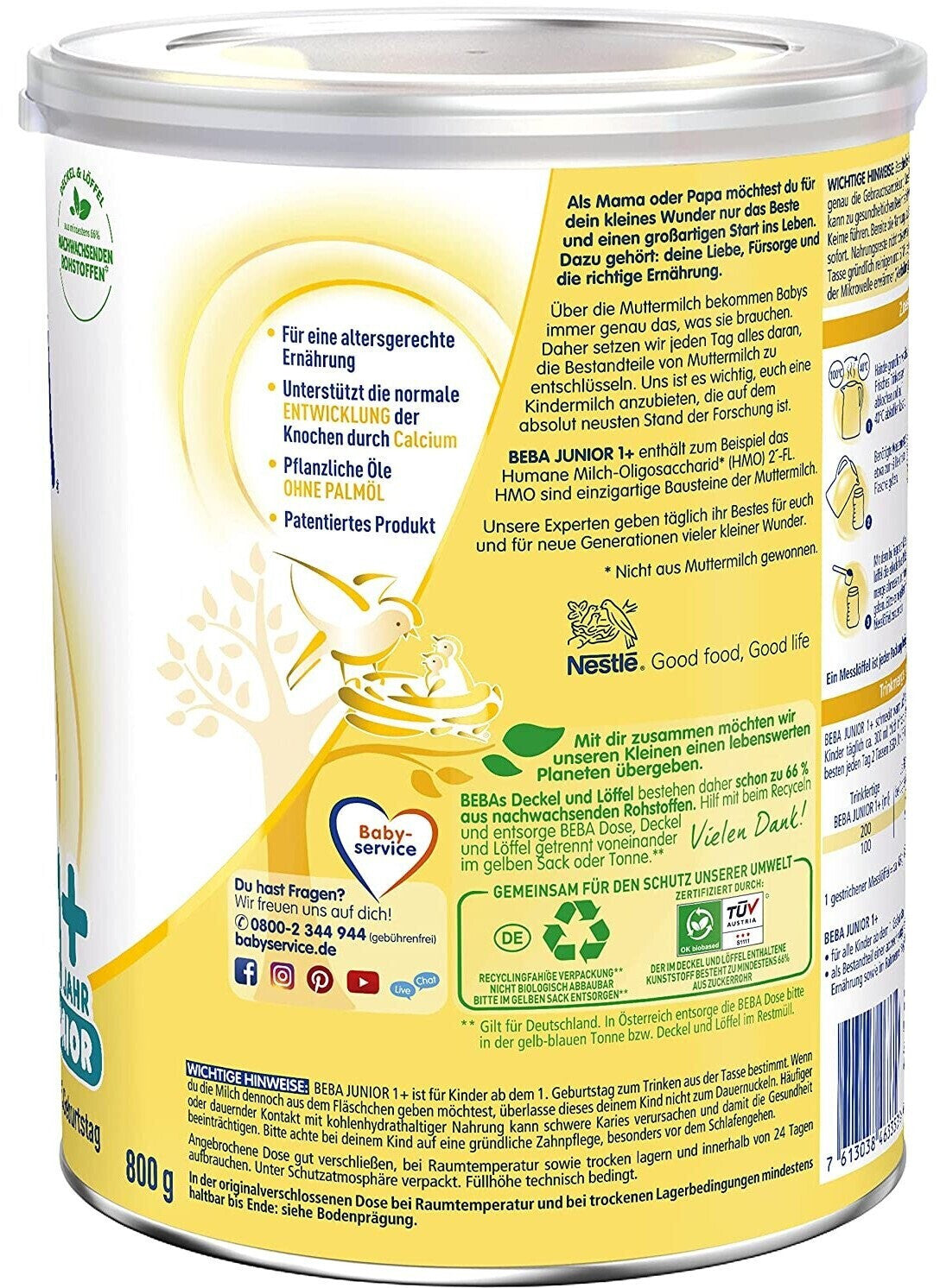Nestlé BEBA  Kindermilch Junior 1+ ab dem 12. Monat, 800 g